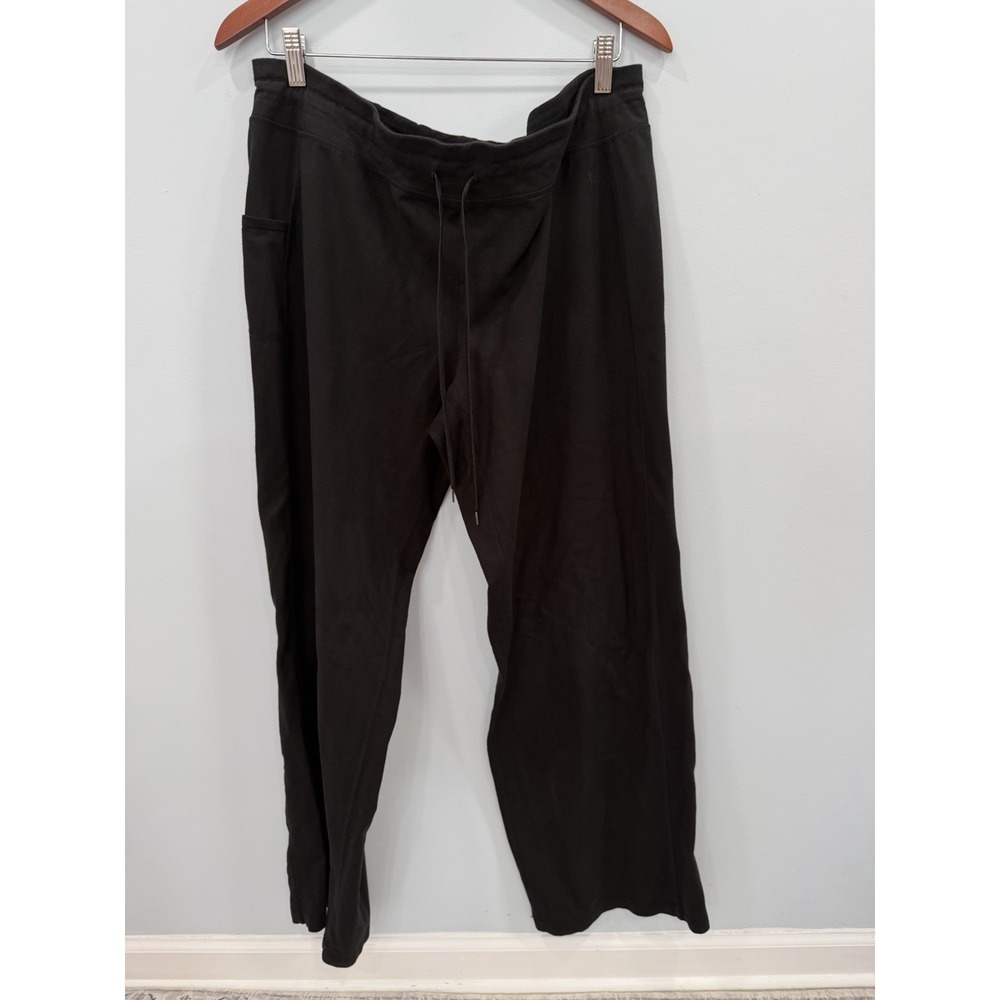 Danskin Black Yoga Pants XL 16-18 Stretch Athletic Lounge Wide Leg Drawstring